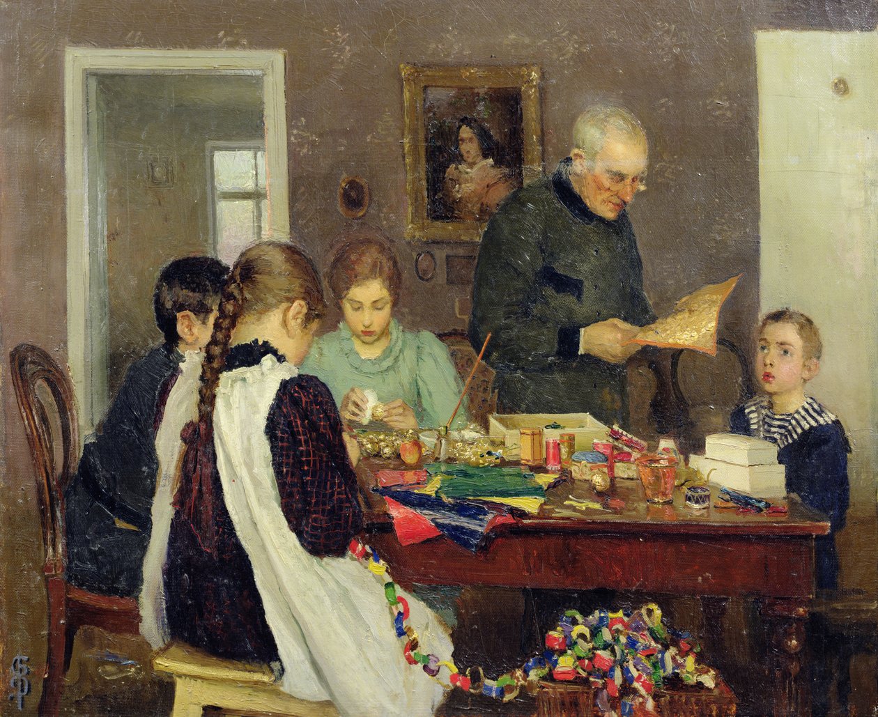 Preparación para Navidad, 1896 de Vasily Sergeyevich Dosekin