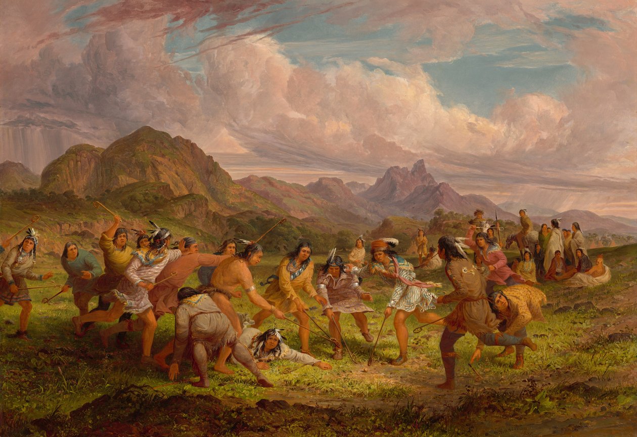 Juego de pelota entre los indios Sioux, 1851 de Seth Eastman
