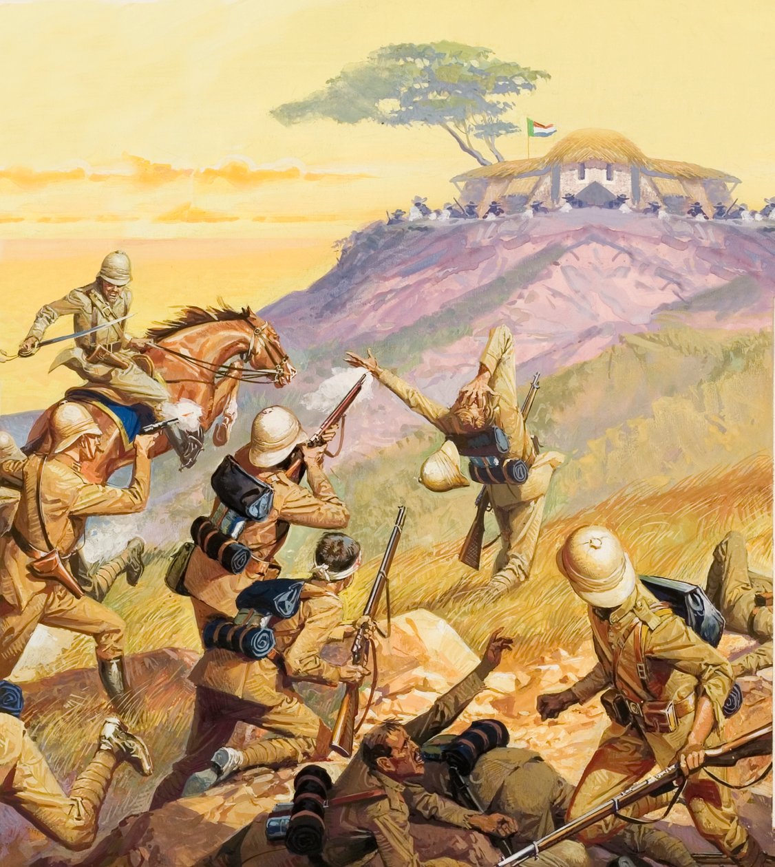 Soldados británicos atacando una posición bóer de Severino Baraldi