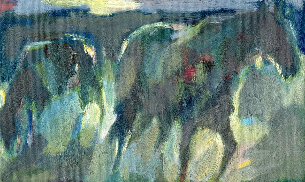 Tarde de caballos, 2024 (óleo sobre tabla) de Shaun Carey