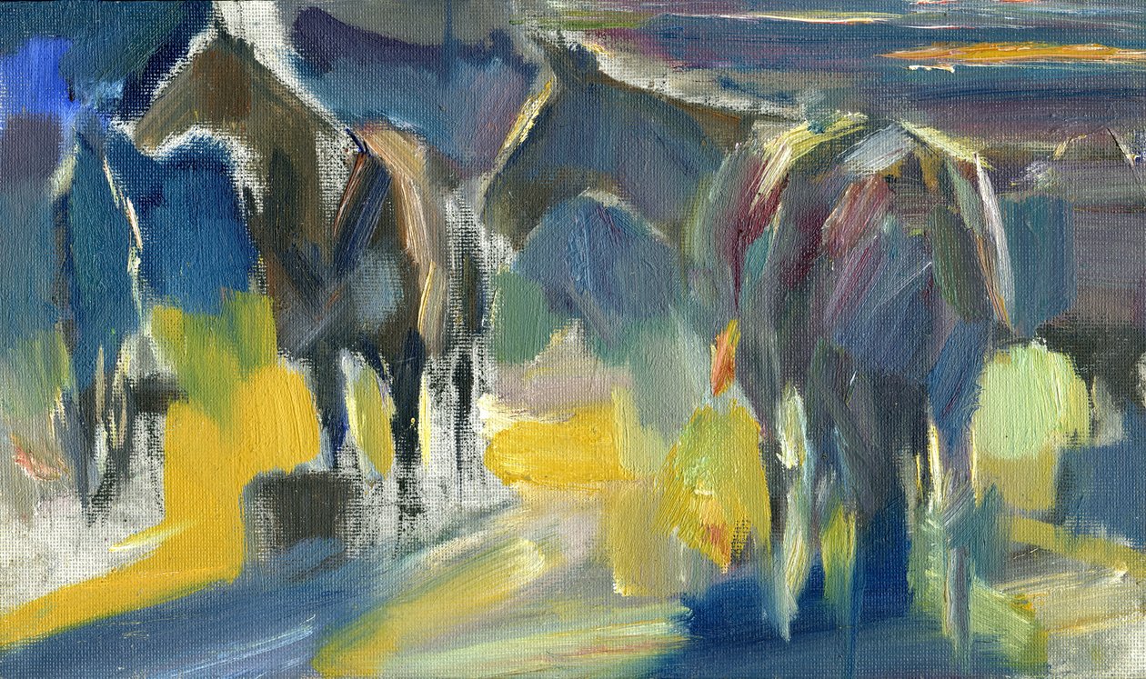 Dos caballos, 2024 (óleo sobre tabla) de Shaun Carey