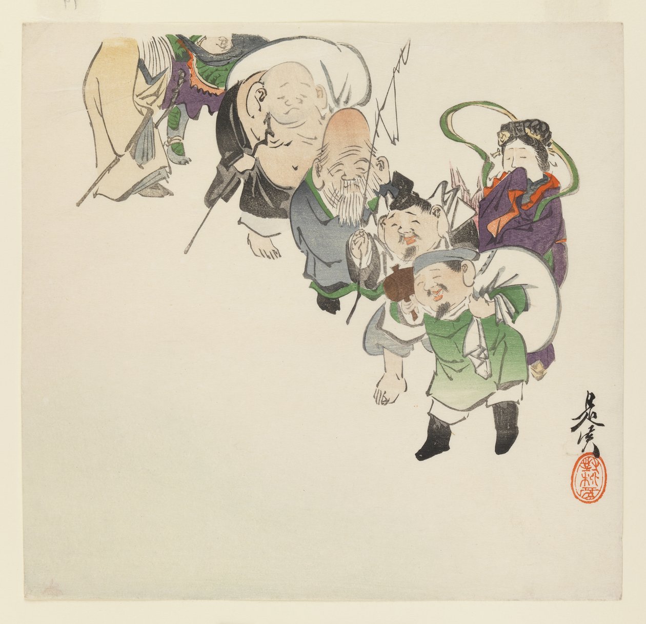 Siete dioses de la buena suerte, c. 1885 de Shibata Zeshin