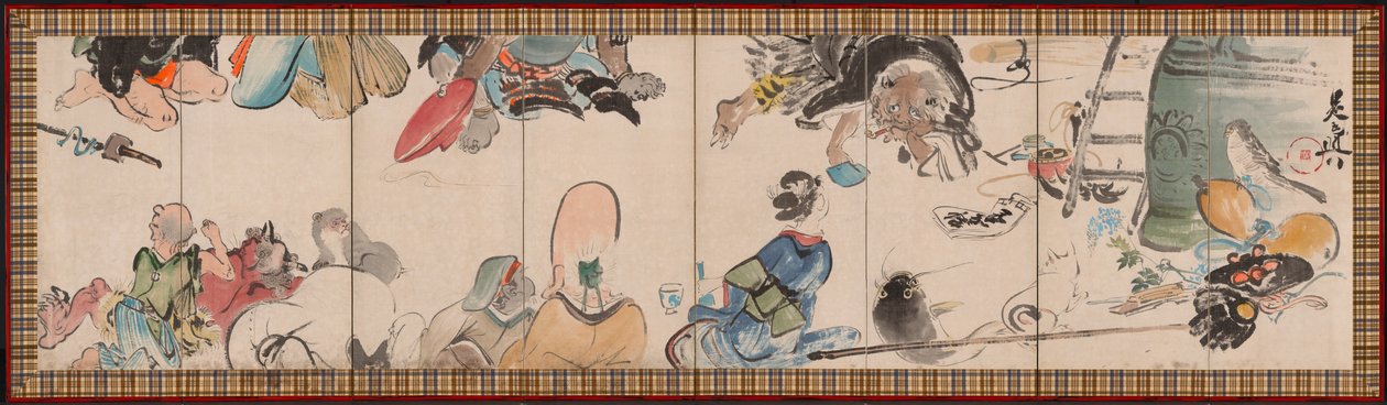 Reunión de Sujetos de Otsu-e, finales de 1800 de Shibata Zeshin