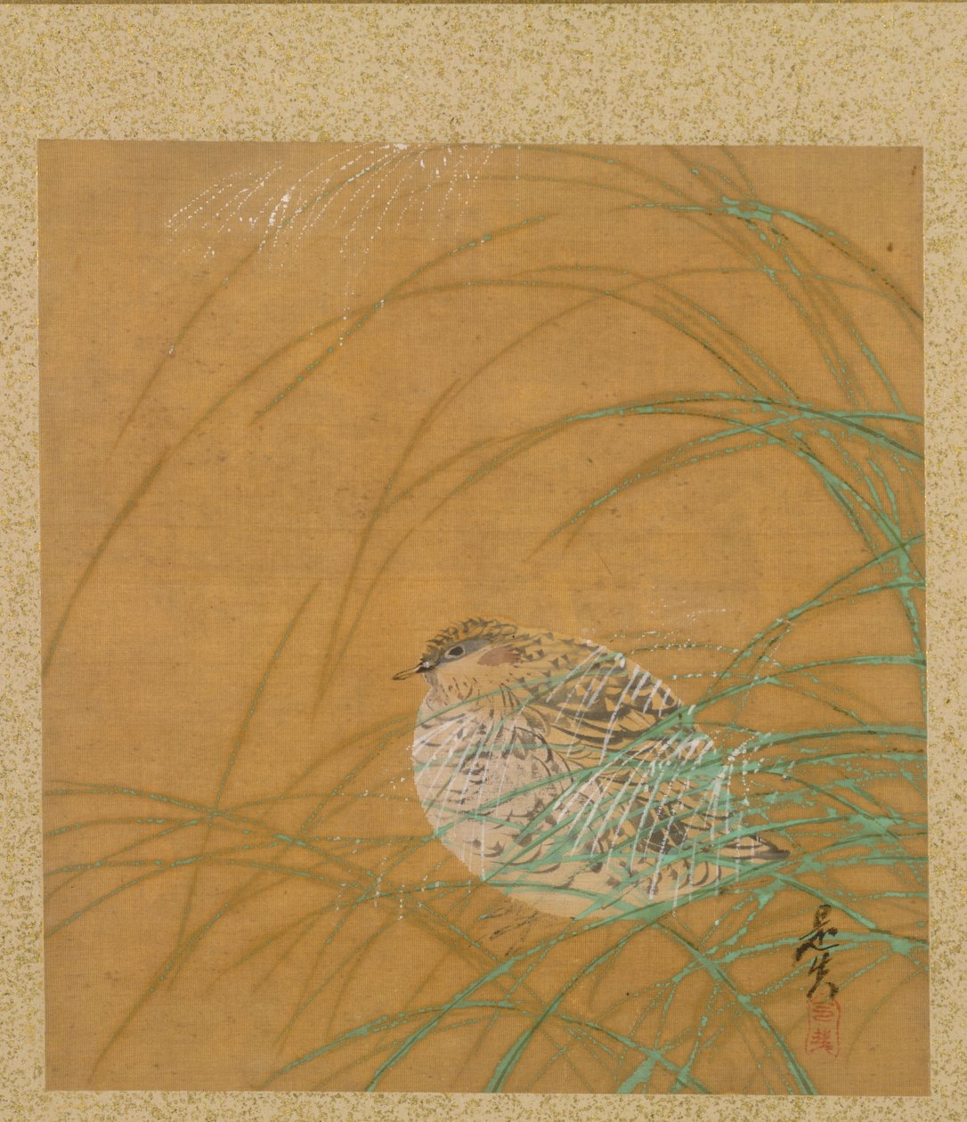 Codorniz en la hierba del Álbum de Pintura de Shibata Zeshin