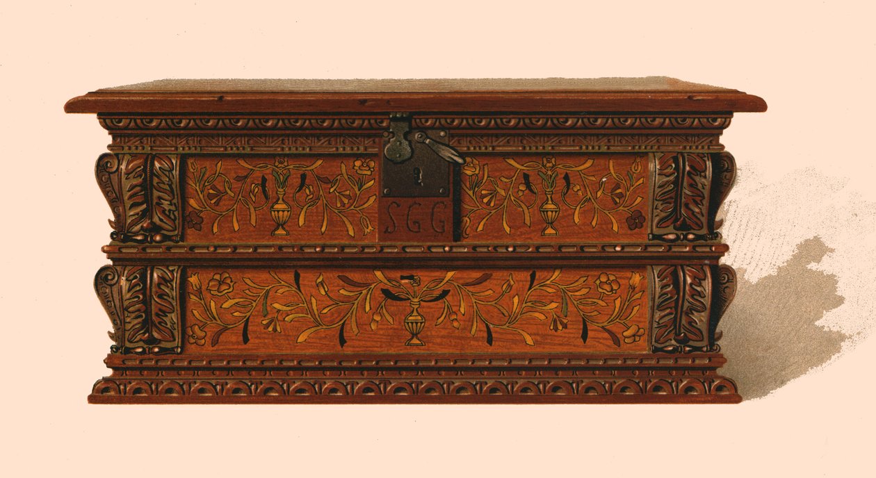 Caja incrustada de roble de Shirley Charles Llewellyn Slocombe