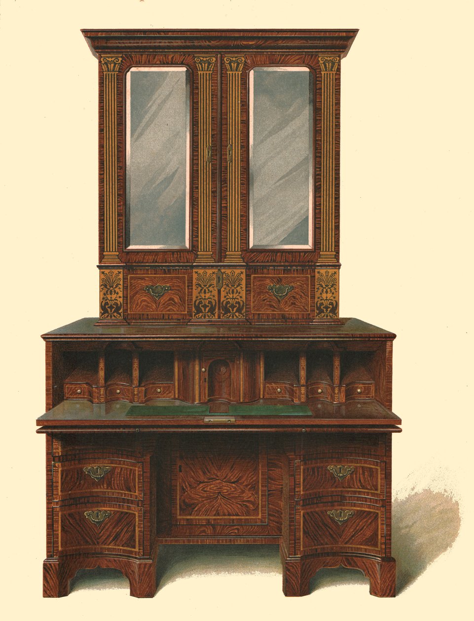 Gabinete de escritura con incrustaciones de nogal, 1905 de Shirley Charles Llewellyn Slocombe