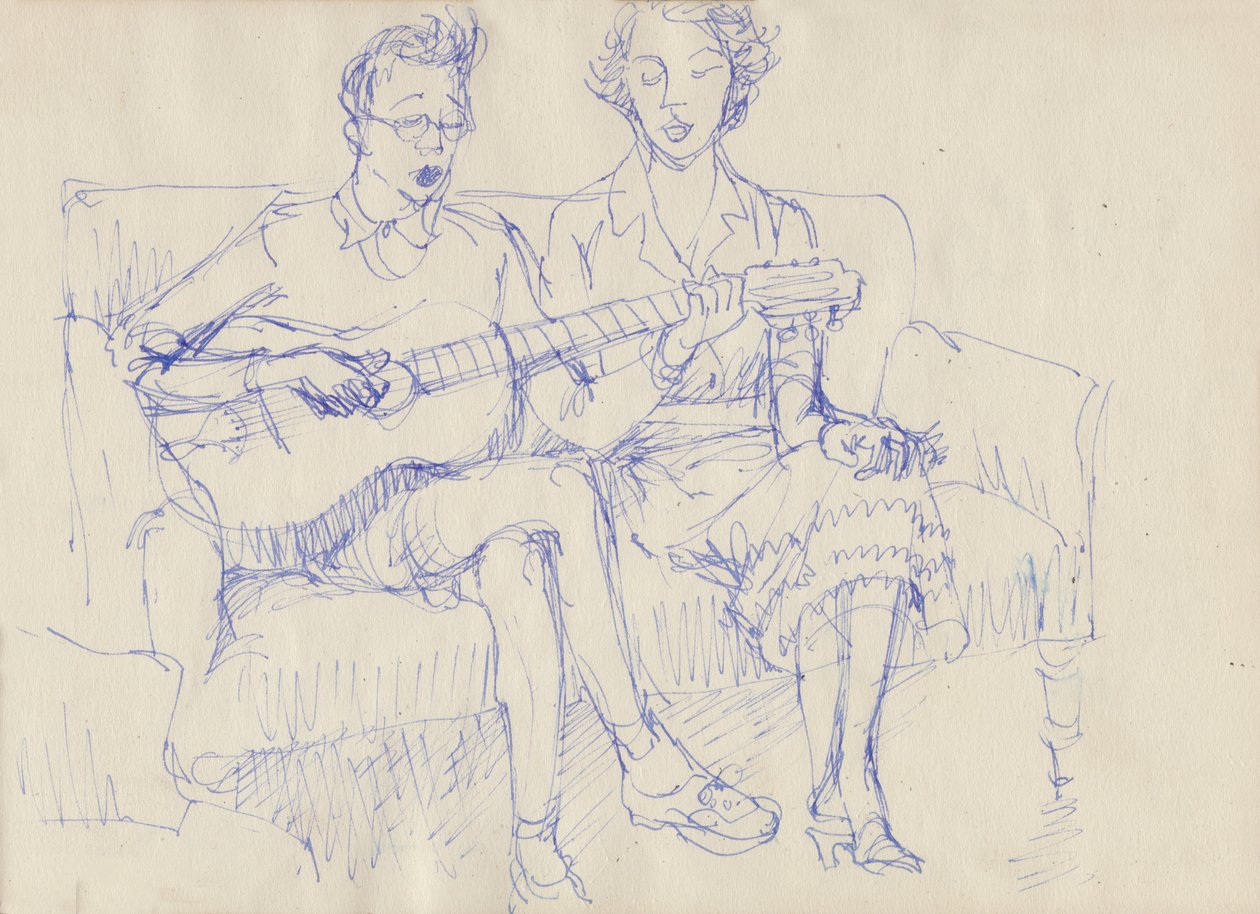 Pareja con una guitarra, c1950 de Shirley Markham