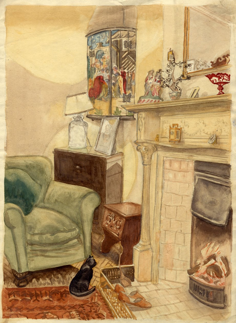 Escena junto a la chimenea, c. 1950 de Shirley Markham