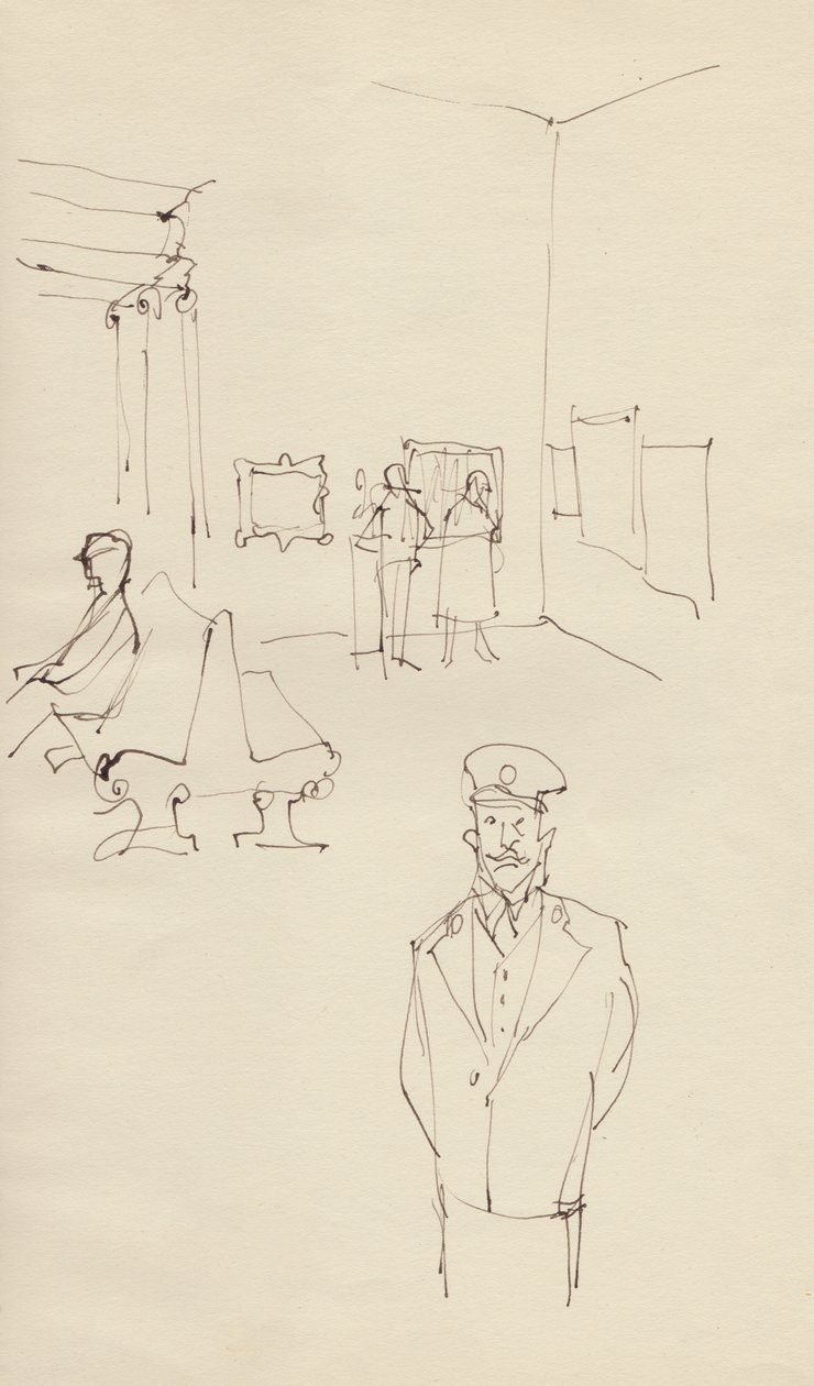 Guardia en una galería de arte, c1950 de Shirley Markham