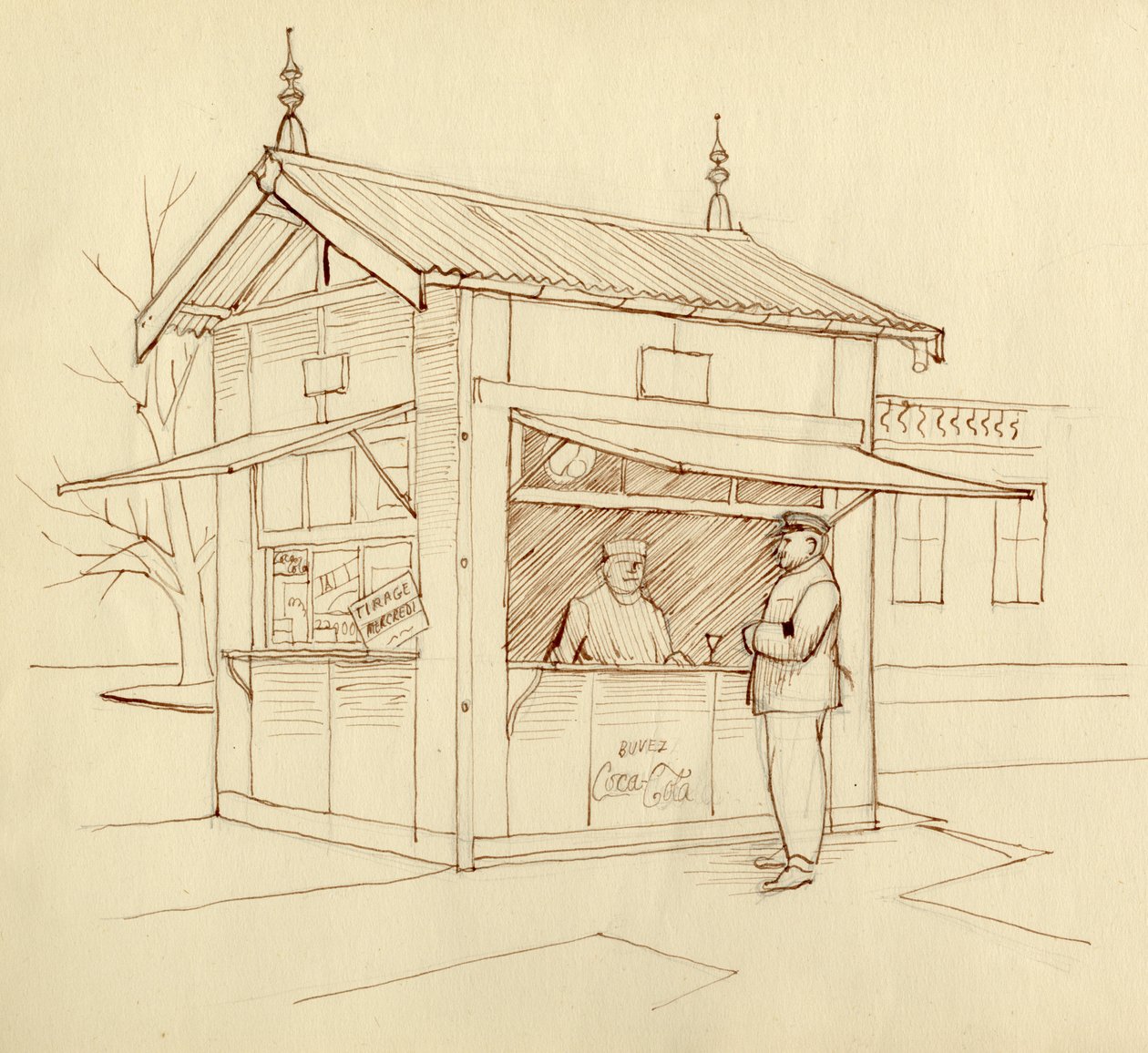 Quiosco vendiendo bebidas, París, Francia, c. 1951 de Shirley Markham