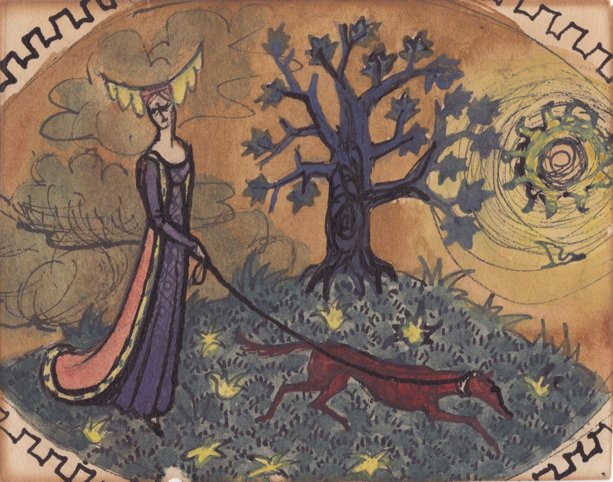 Dama medieval y perro de Shirley Markham