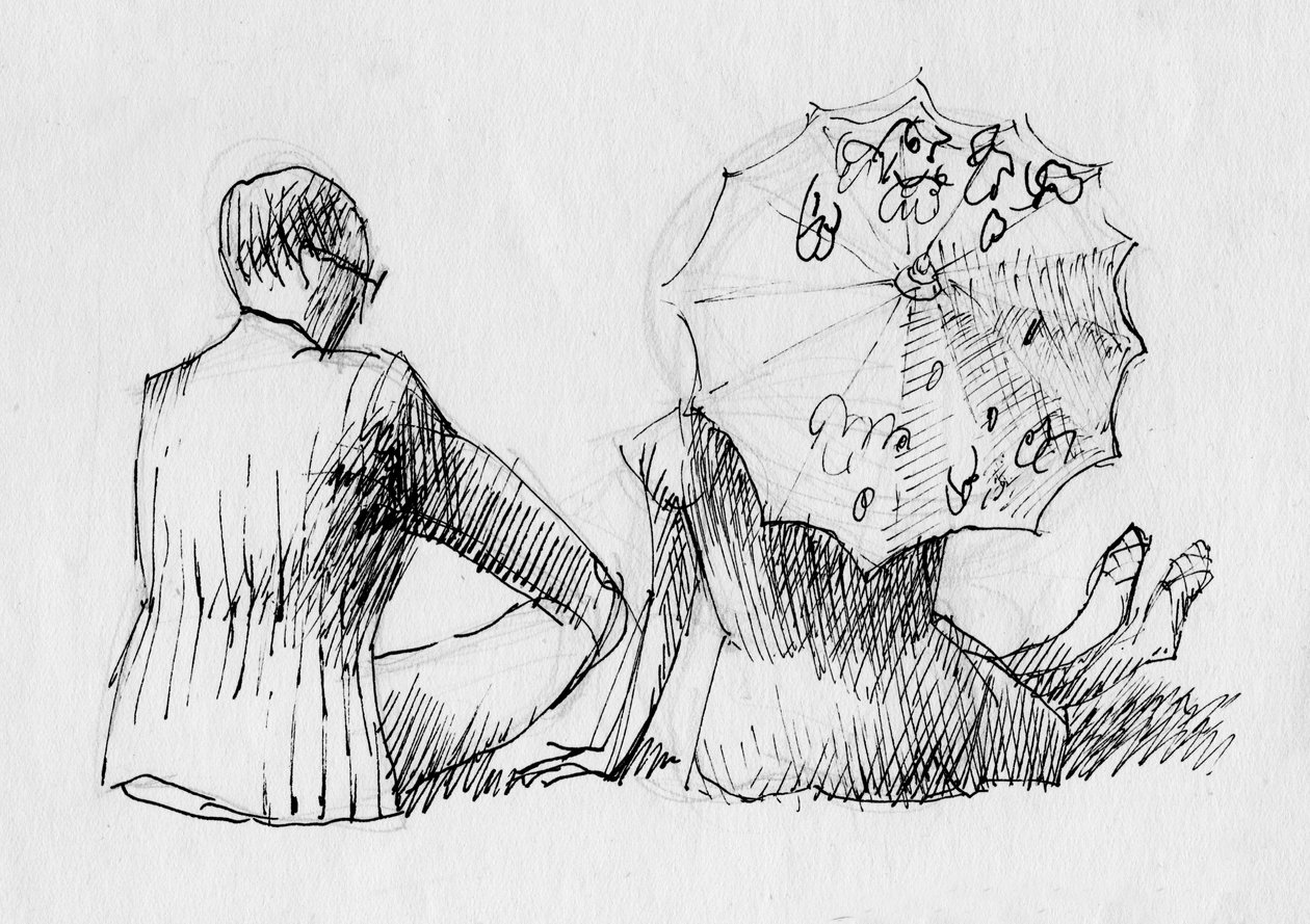 Pareja sentada desde atrás, c. 1950 de Shirley Markham