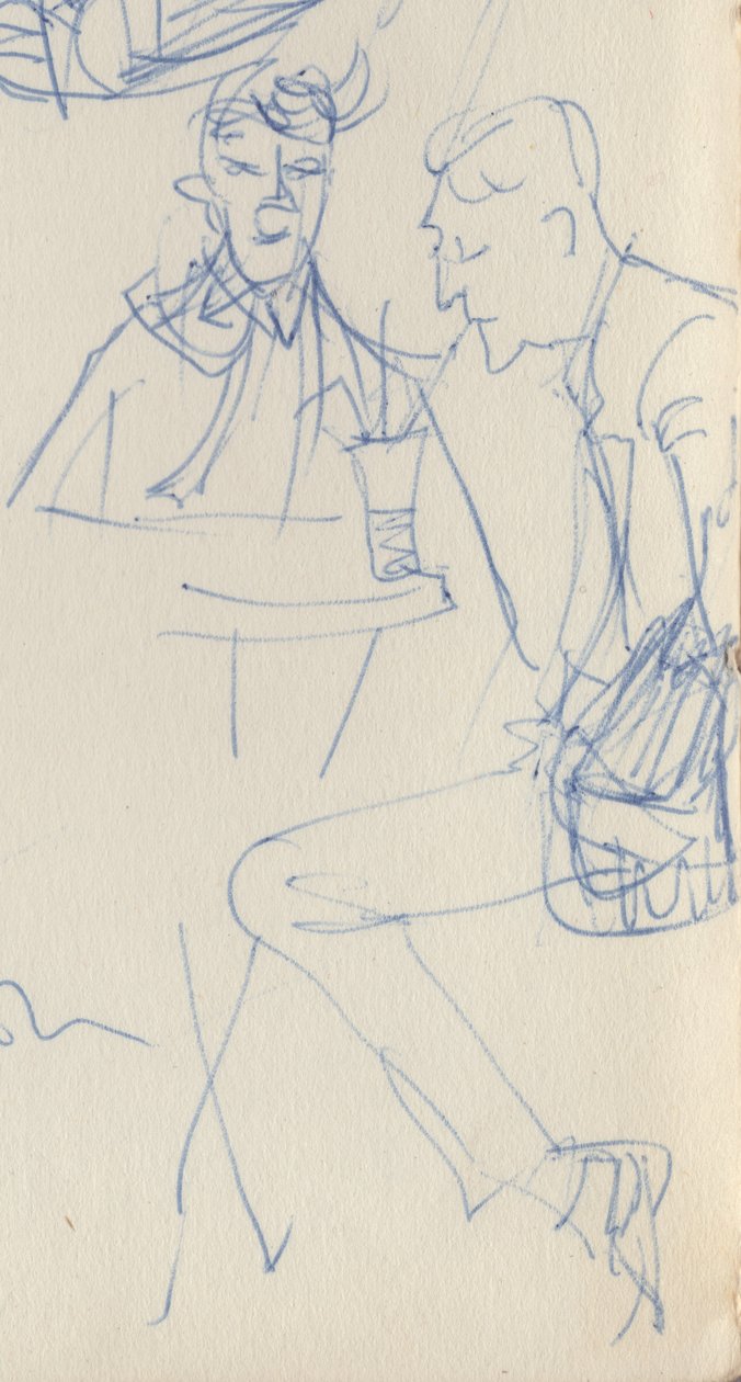Dos hombres en una mesa de café, c. 1950 de Shirley Markham