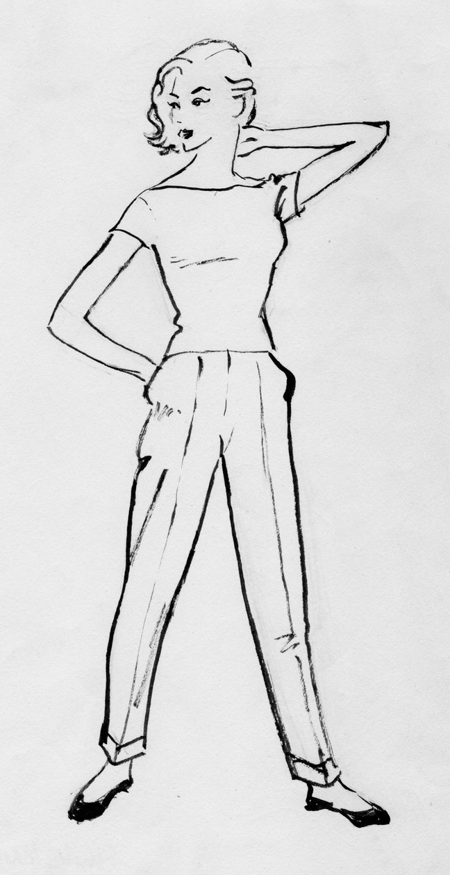 Mujer con Pantalones de Cigarrillo, c1950 de Shirley Markham