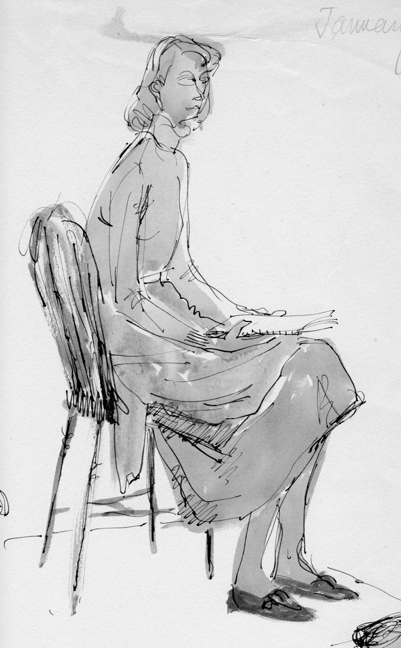 Mujer sentada en una silla, c1950. de Shirley Markham