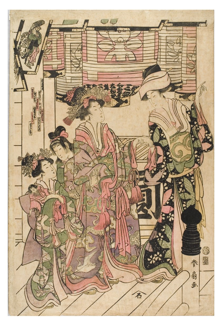 Visita a un santuario de Shunsen Katsukawa