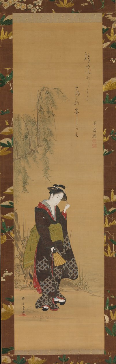 Mujer bajo un sauce, siglo XVIII de Shunsho