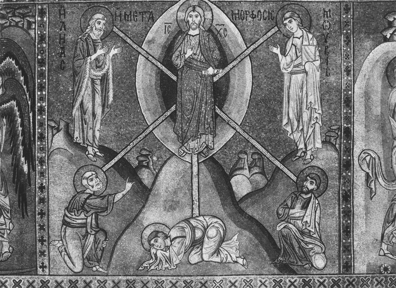 Jesucristo en el Monte Tabor (mosaico) de Sicilian School