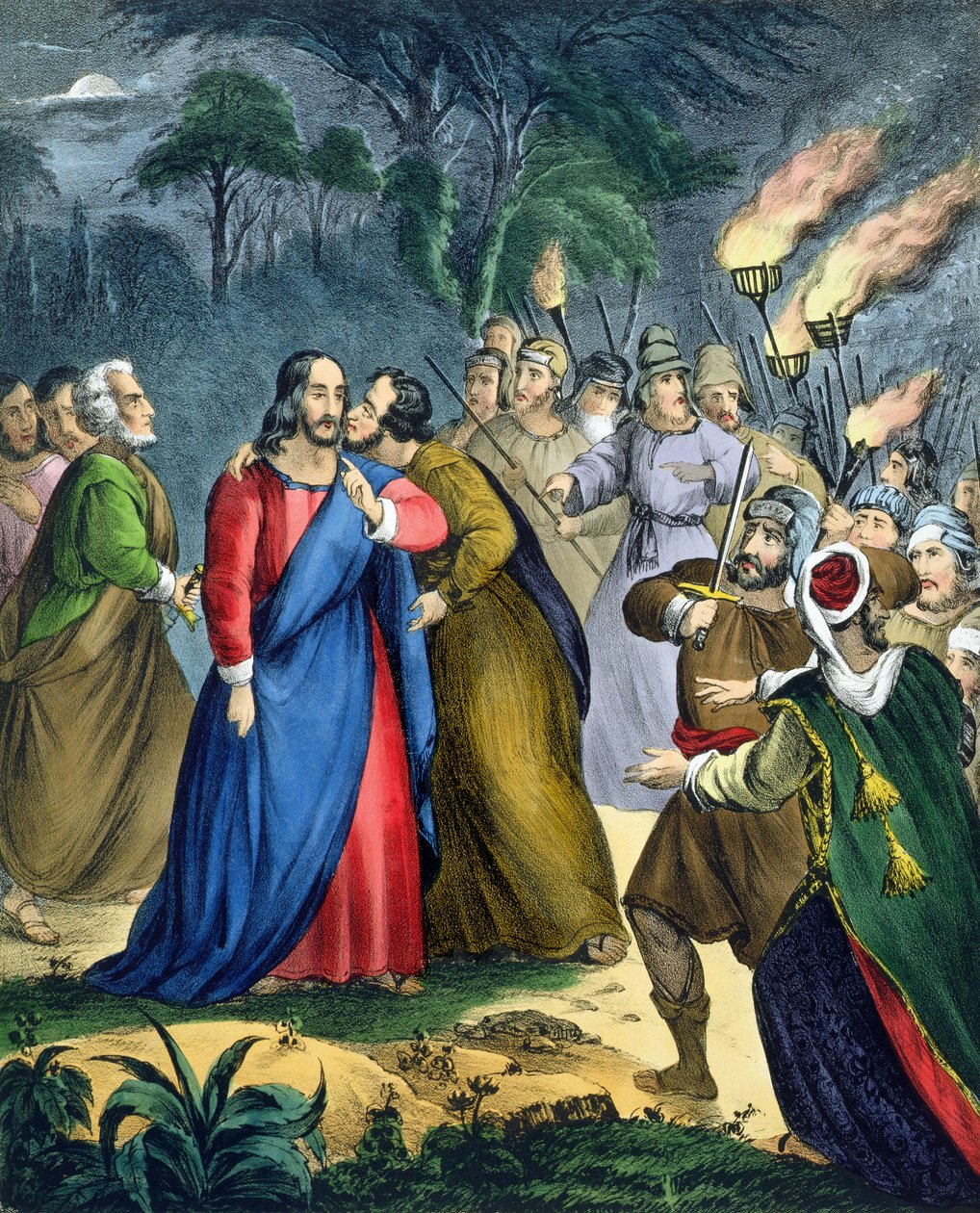 Judas Traiciona a su Maestro, de una biblia impresa por Edward Gover, 1870