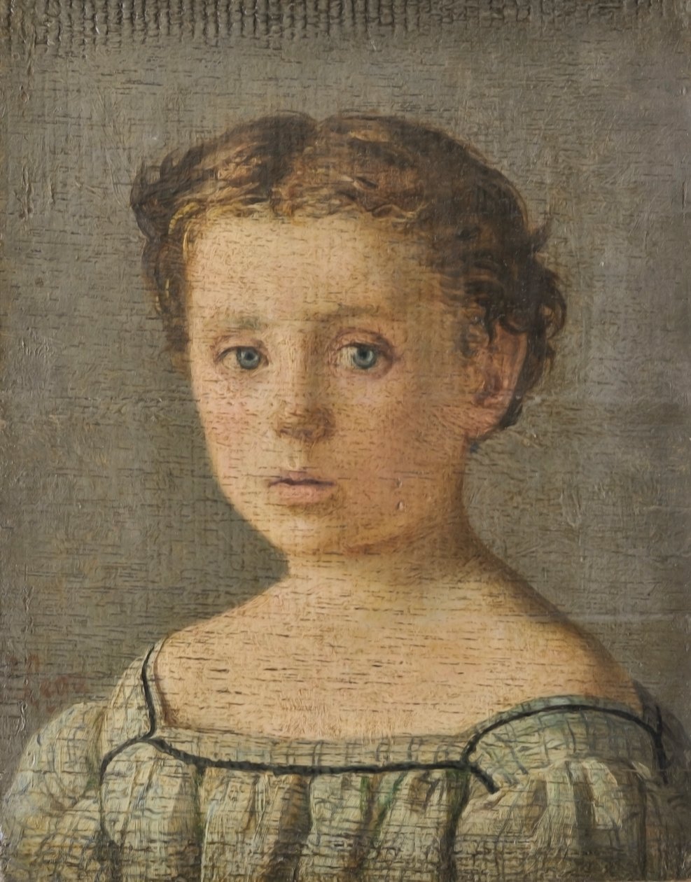 Retrato de niño, c.1864-65 (óleo sobre tabla) de Silvestro Lega