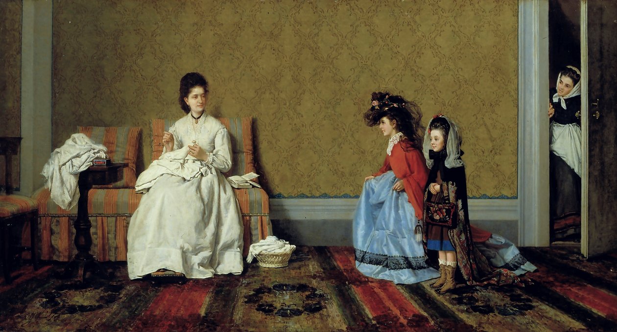 Niñas jugando a las damas de Silvestro Lega