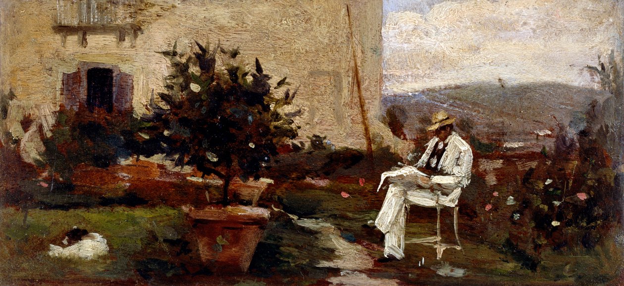 Luigi Tommasi en el jardín de Silvestro Lega