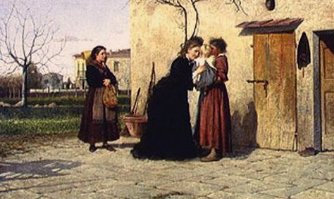 Visitando a la niña pequeña de Silvestro Lega