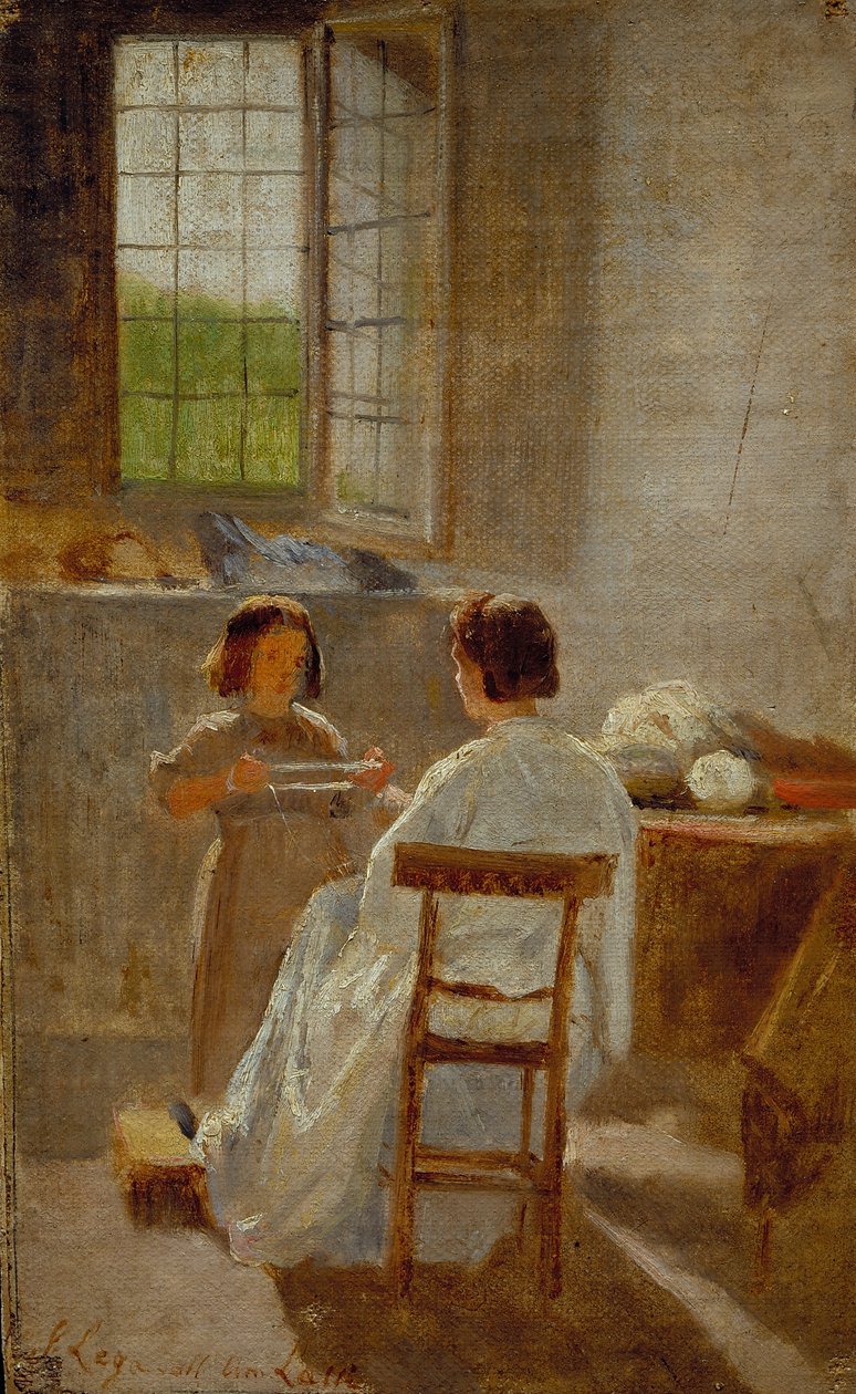 Educación laboral, c.1863 (óleo sobre lienzo) de Silvestro Lega