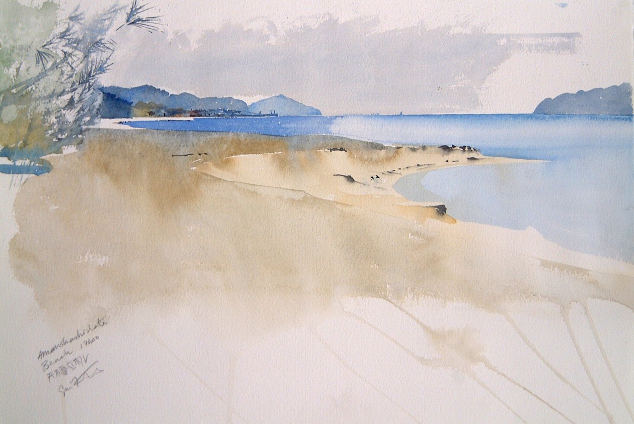 Playa Amanohashidate, 2000 (acuarela) de Simon Fletcher