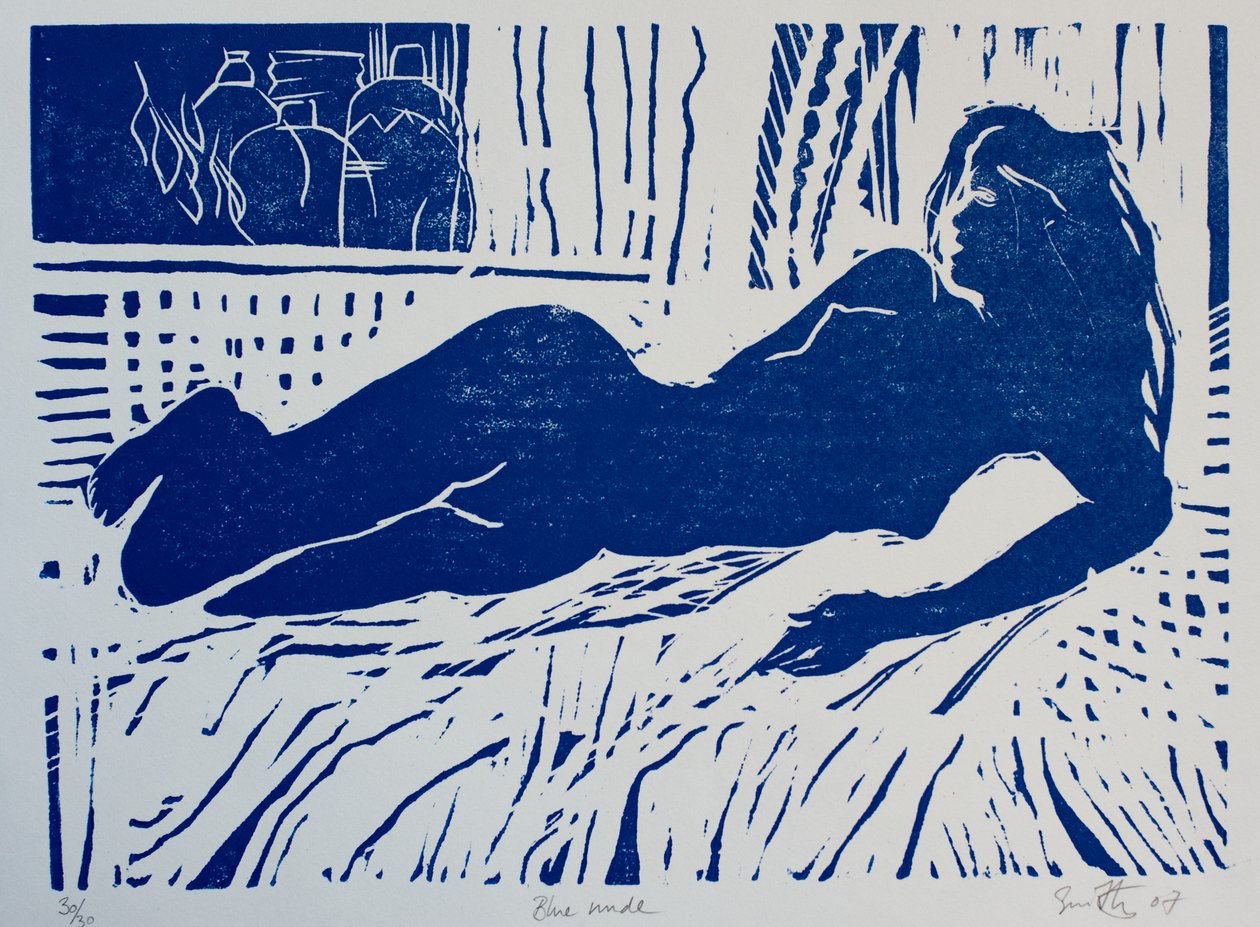 Desnudo azul, 2007 (xilografía) de Simon Fletcher