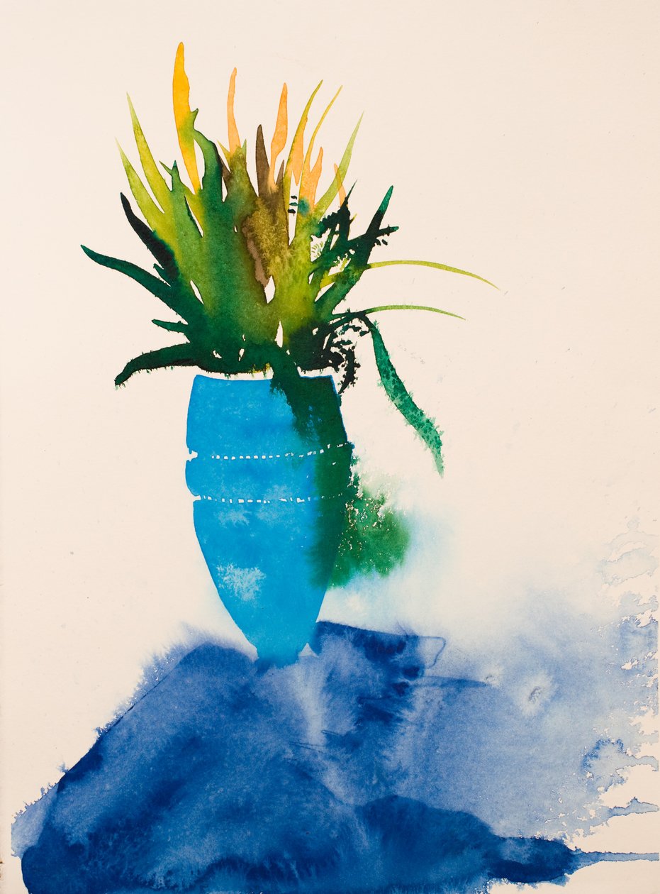 Jarrón azul, 2016 (acuarela) de Simon Fletcher