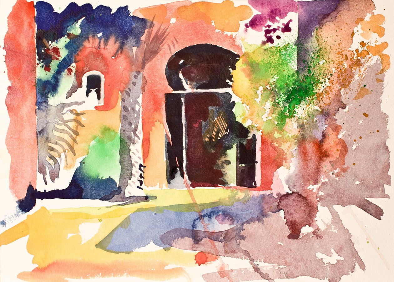 Patio y puerta, 2016 (acuarela) de Simon Fletcher