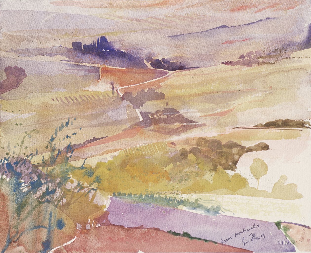 Desde Monticello, Italia, 2003 (acuarela) de Simon Fletcher
