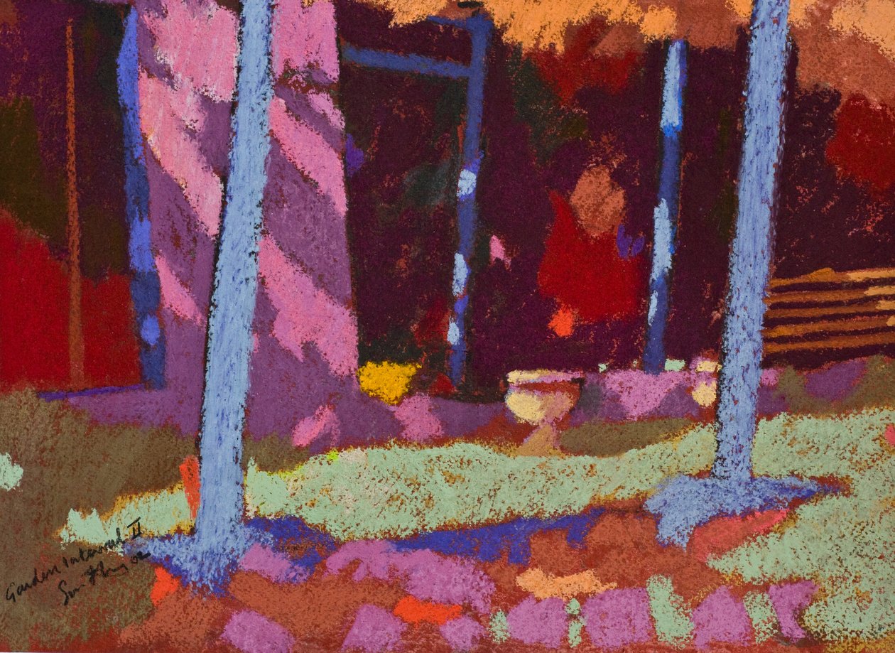 Intervalo en el jardín (pastel sobre papel) de Simon Fletcher