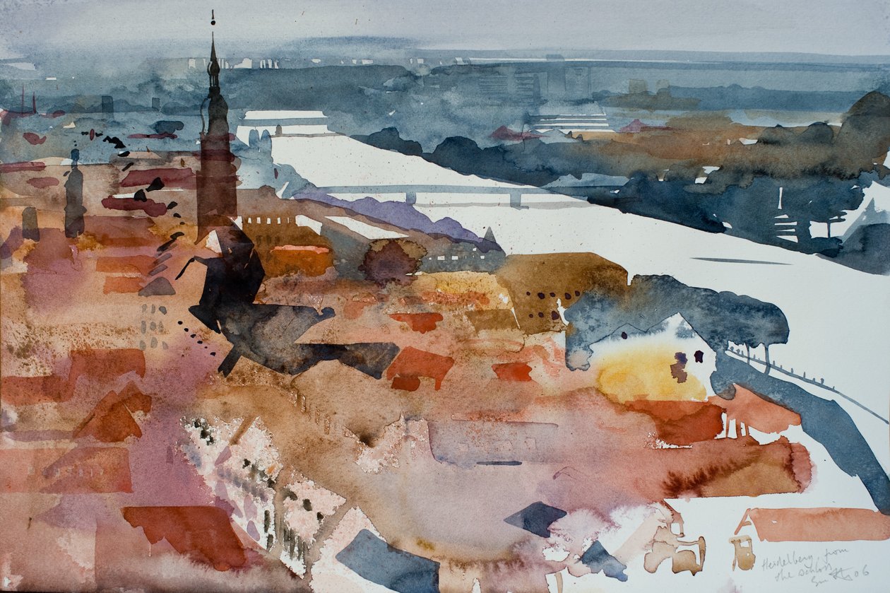 Heidelberg desde el castillo, 2006 (acuarela) de Simon Fletcher