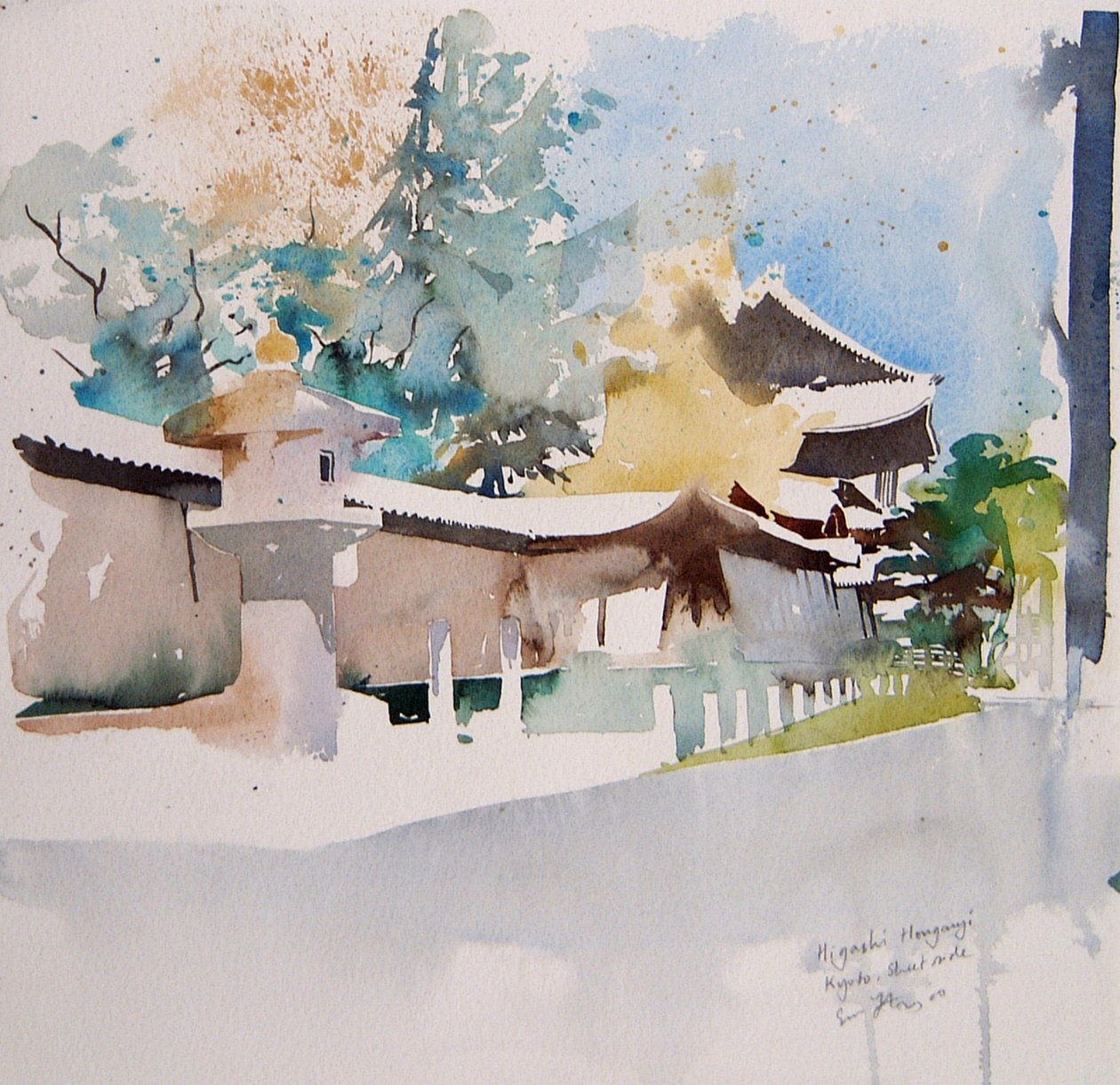 Higashi Honganji Kioto, 2000 (acuarela) de Simon Fletcher