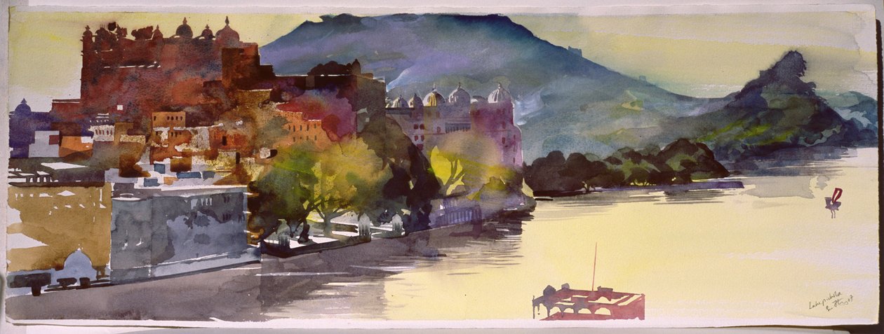 Lago Pichola, 2007 (acuarela sobre papel) de Simon Fletcher