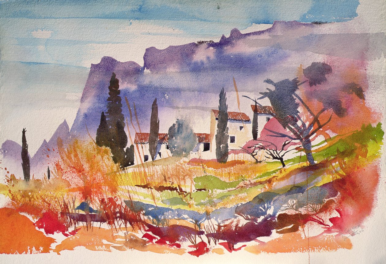 Le Caroux, Francia (acuarela) de Simon Fletcher
