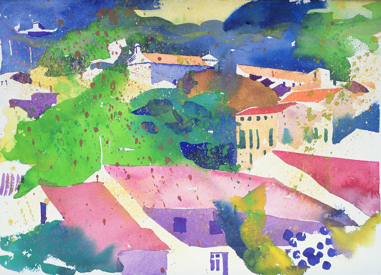 Las uvas de Faugères, 2003 Francia (acuarela) de Simon Fletcher