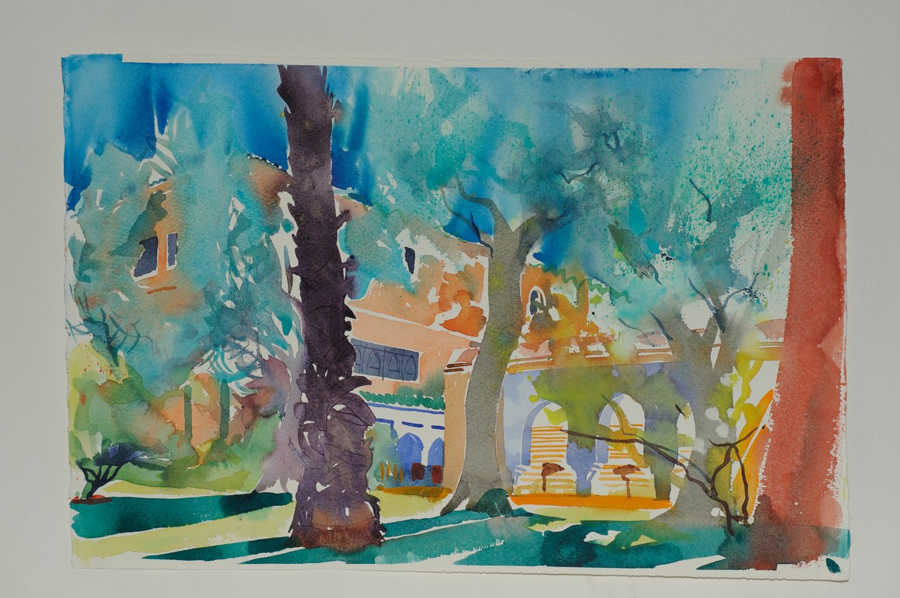 Terraza Mamounia, 2010 (acuarela sobre papel) de Simon Fletcher