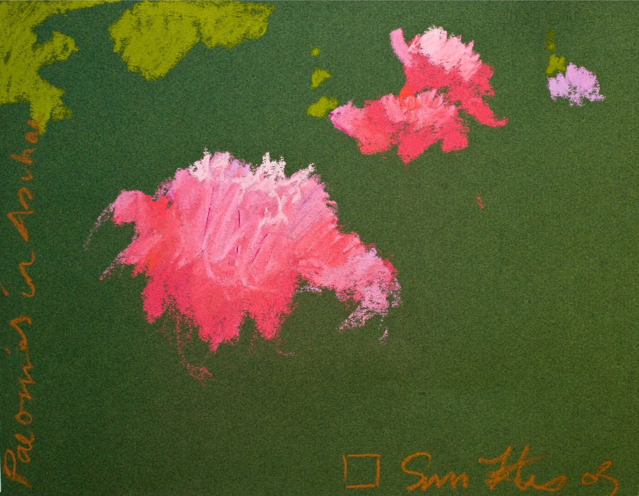 Peonías en Aschau (pastel sobre papel) de Simon Fletcher