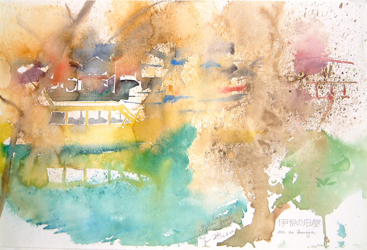 Lluvia y barcos amarillos, 2000 (acuarela) de Simon Fletcher
