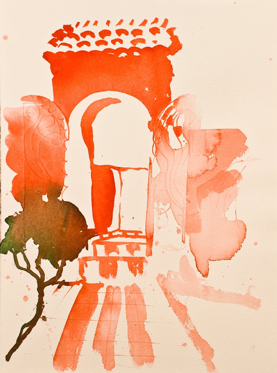 Puerta roja, 2016 (acuarela) de Simon Fletcher