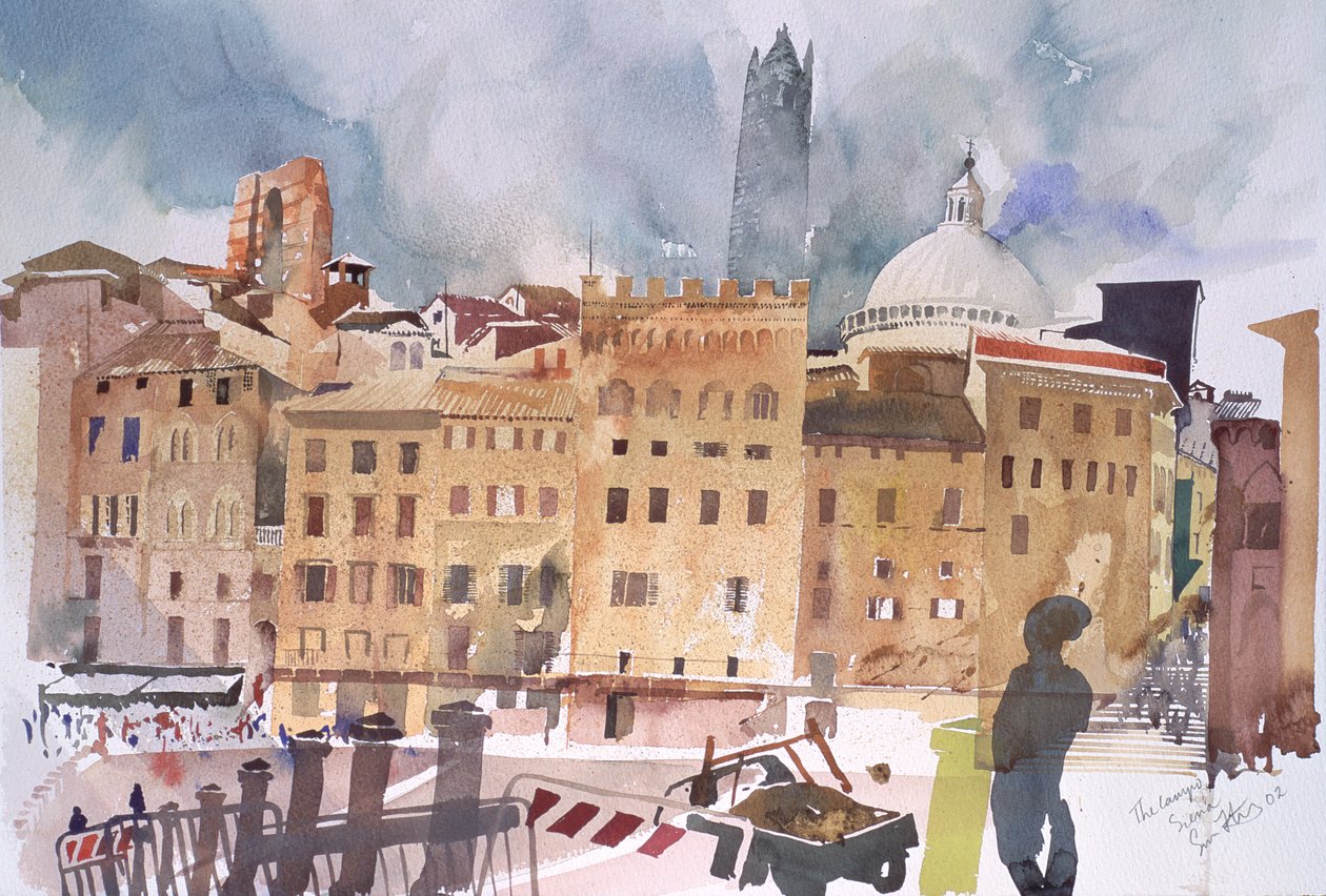 El Campo, Siena, 2002 (acuarela sobre papel) de Simon Fletcher