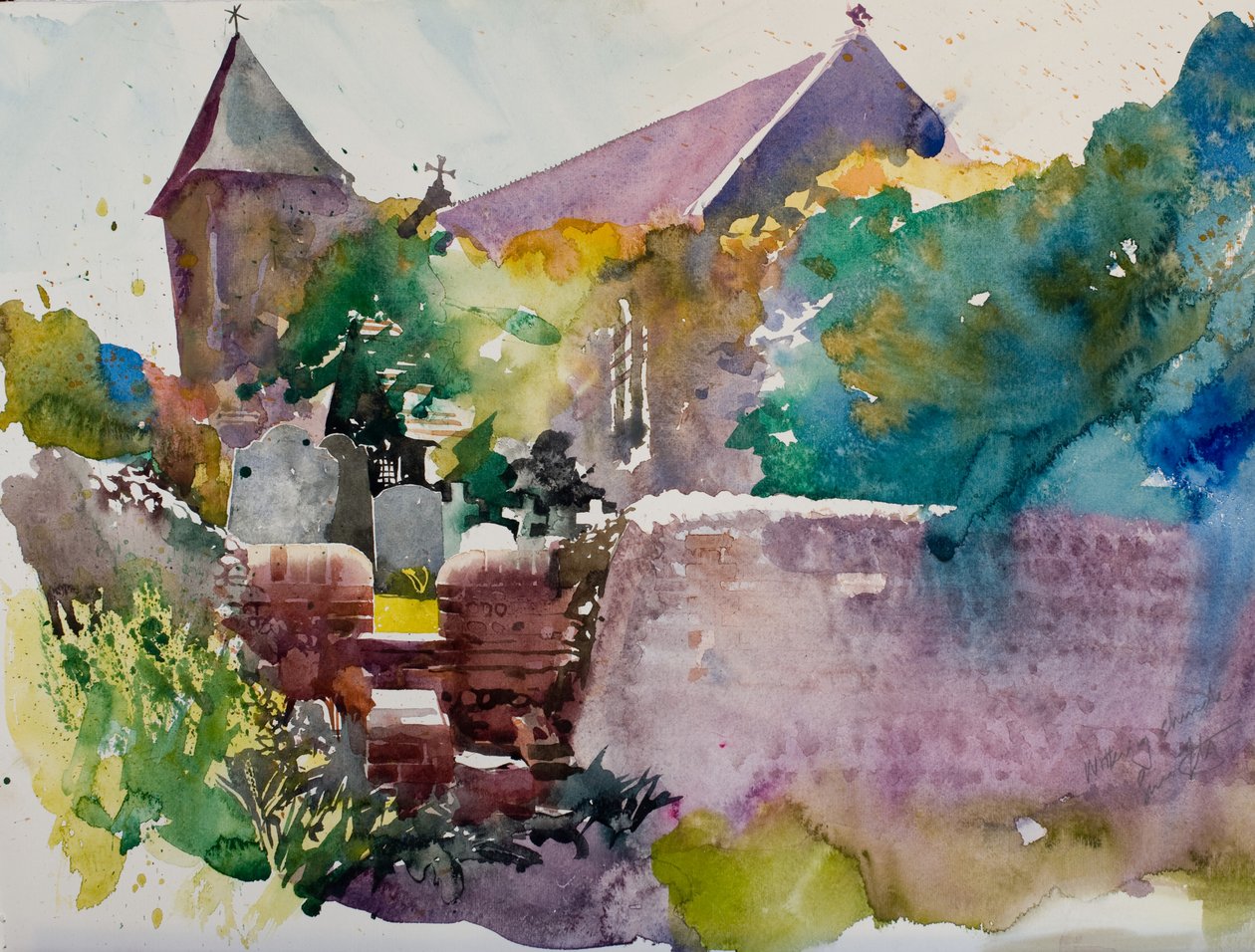 Iglesia de Wittering, 2000 (acuarela) de Simon Fletcher