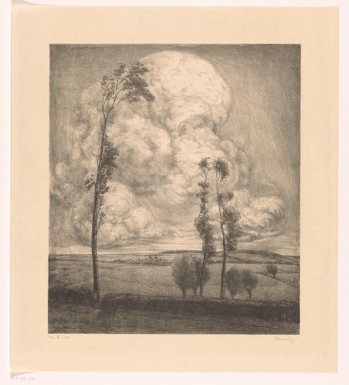 Nubes sobre un paisaje ondulado de Simon Moulijn (signed by artist)