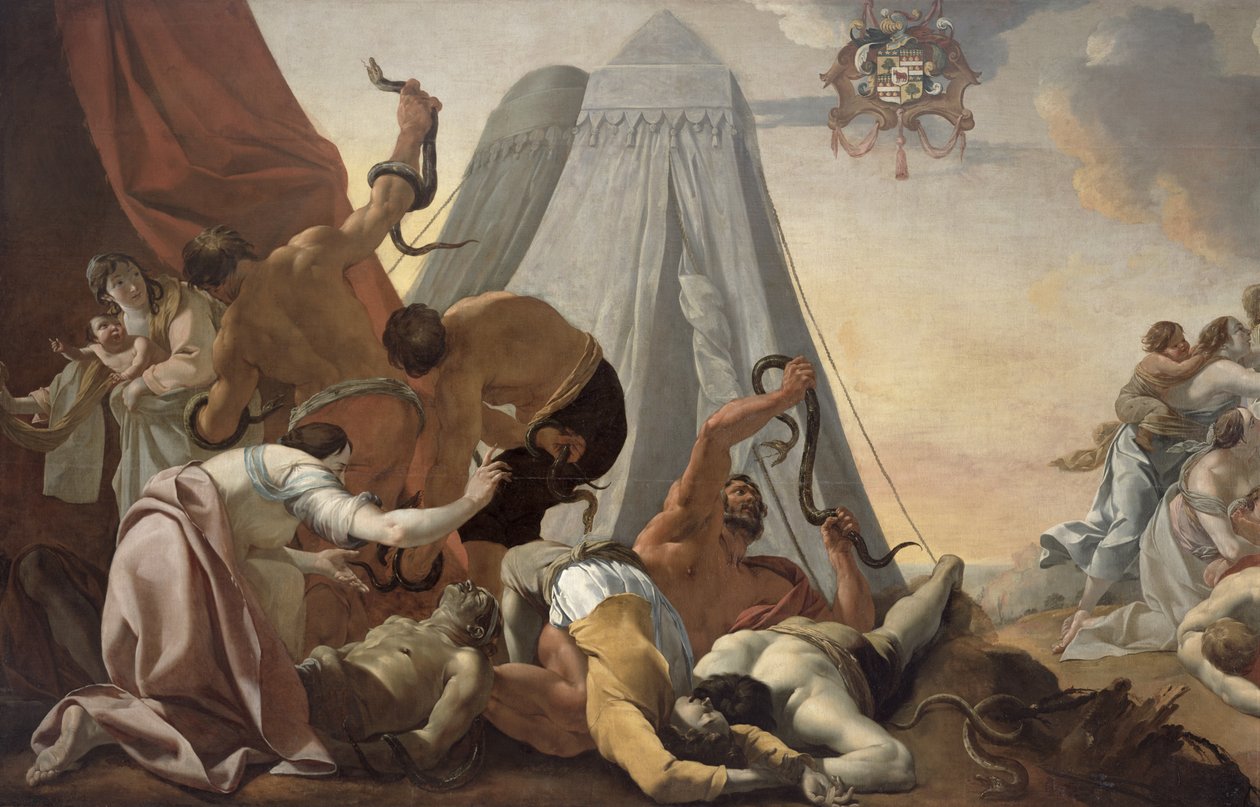 Israelitas mirando a la Serpiente de Bronce de Simon Vouet