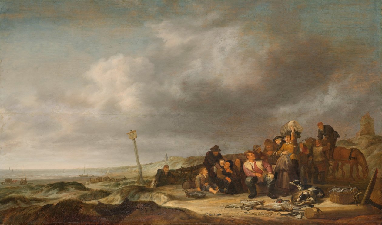 Playa con pescadores de Simon de Vlieger (attributed to)