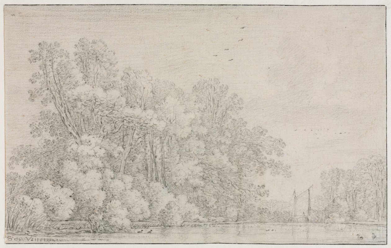 Paisaje fluvial, c. 1650 de Simon de Vlieger