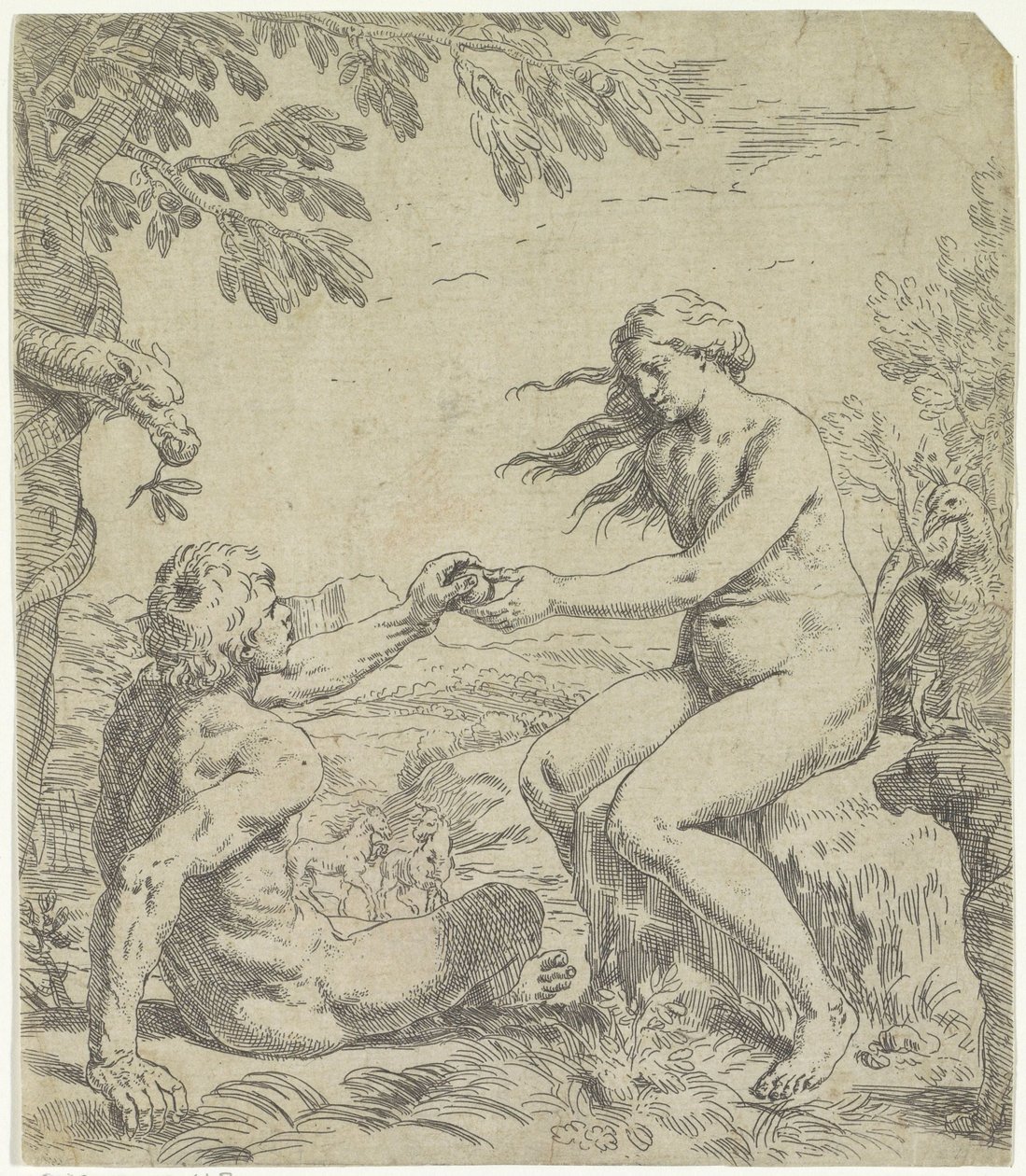 Seducción de Adán de Simone Cantarini